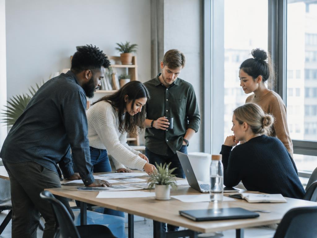 A growing team collaborating around a table